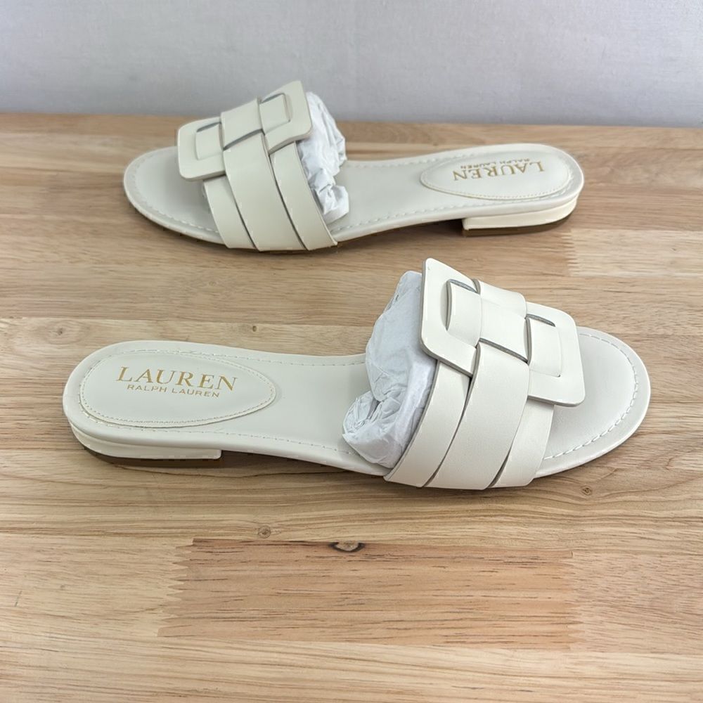 Lauren Ralph Lauren Emerey Leather Sandal- Cream- Size 7.5 B- N IB - Picture 5 of 8